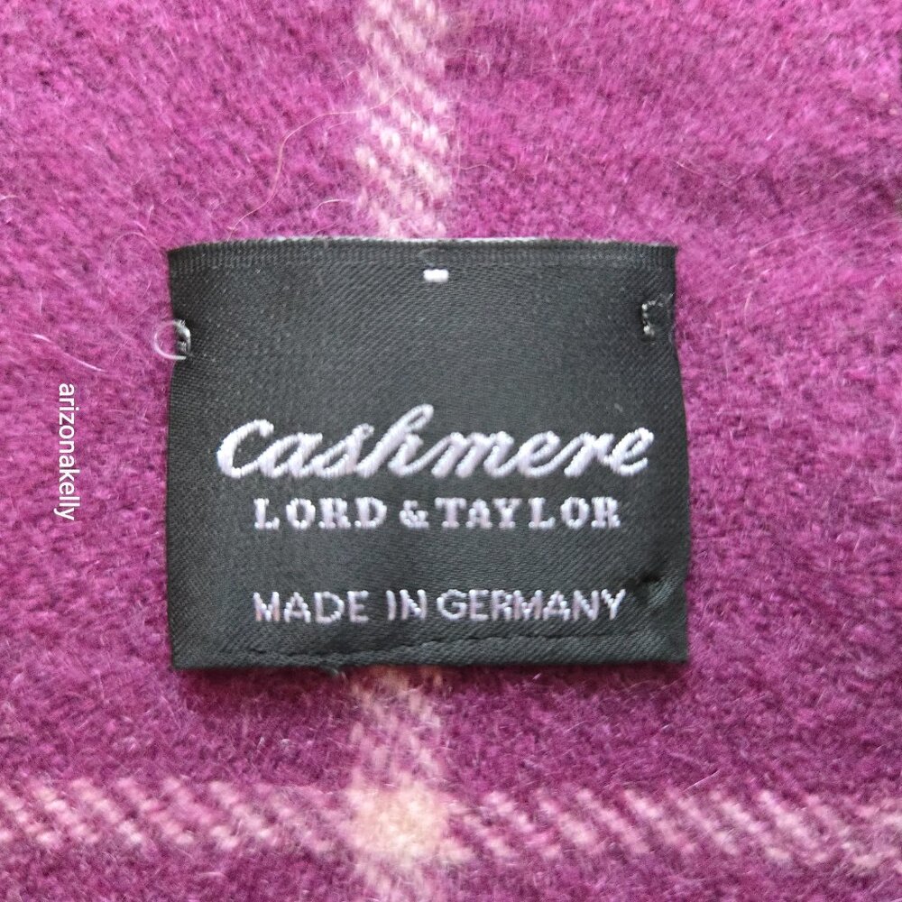 Cashmere Purple Plaid Fringed Scarf Lord & Taylor - Picture 5 of 12